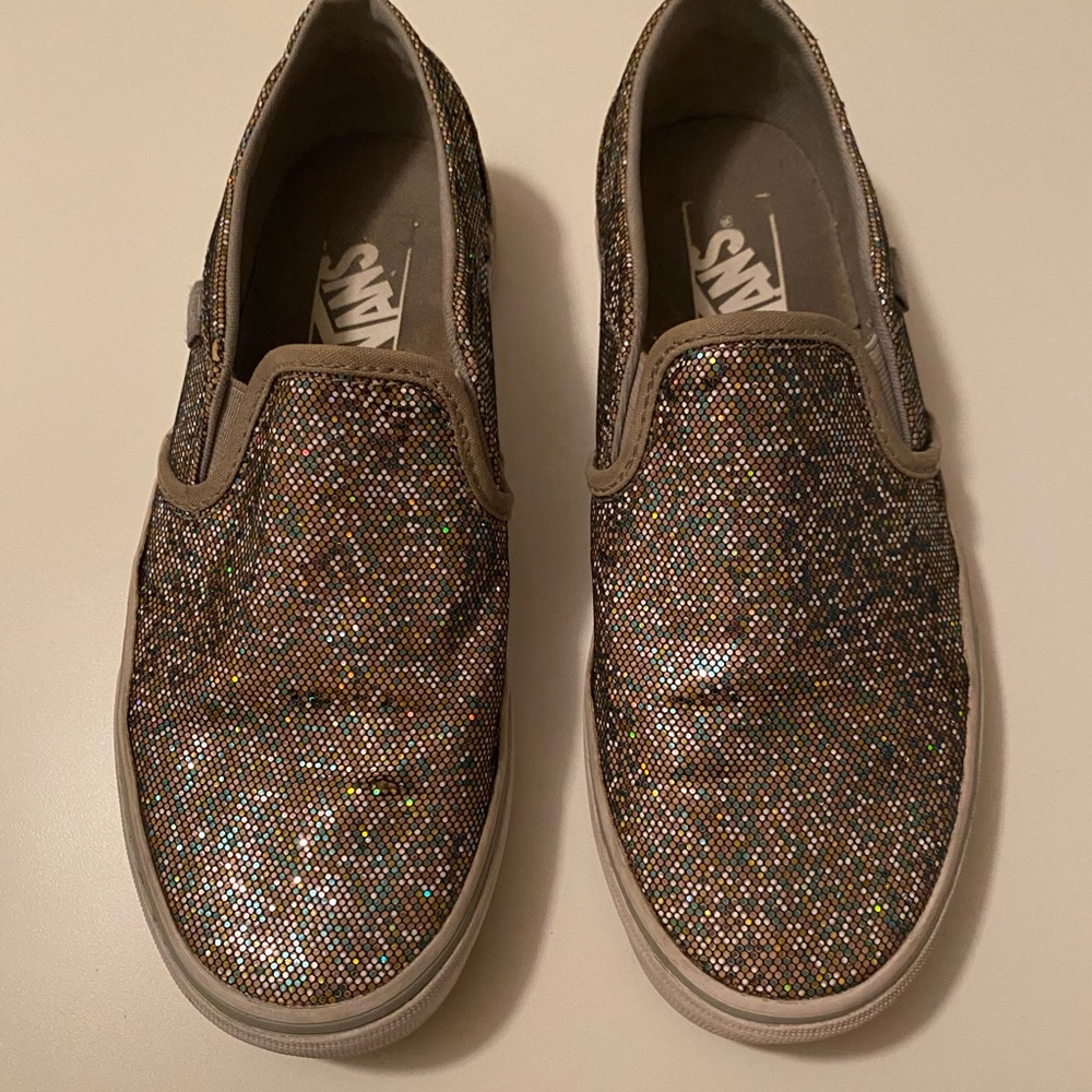 Vans Rainbow Sparkle Glitter Sequin Slip-ons RARE